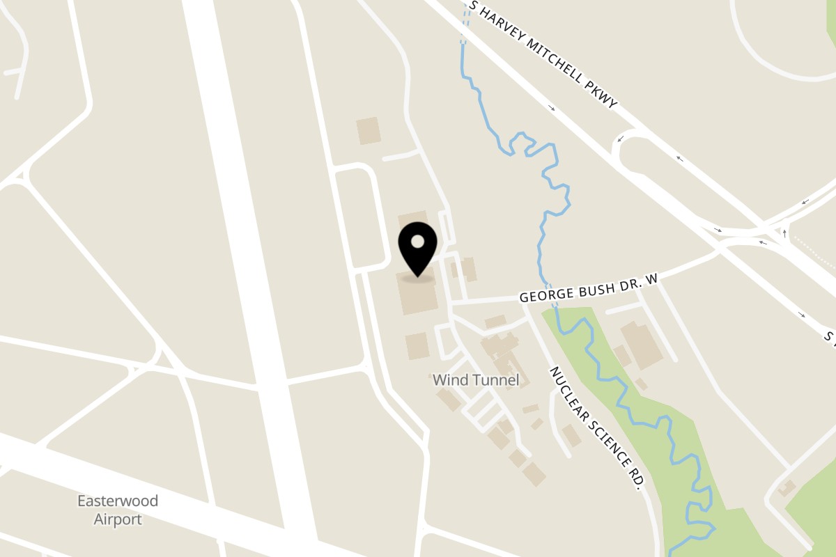 Map showing the location of Gate 12 Bar & Grill on 1770 George Bush Dr W in College Station